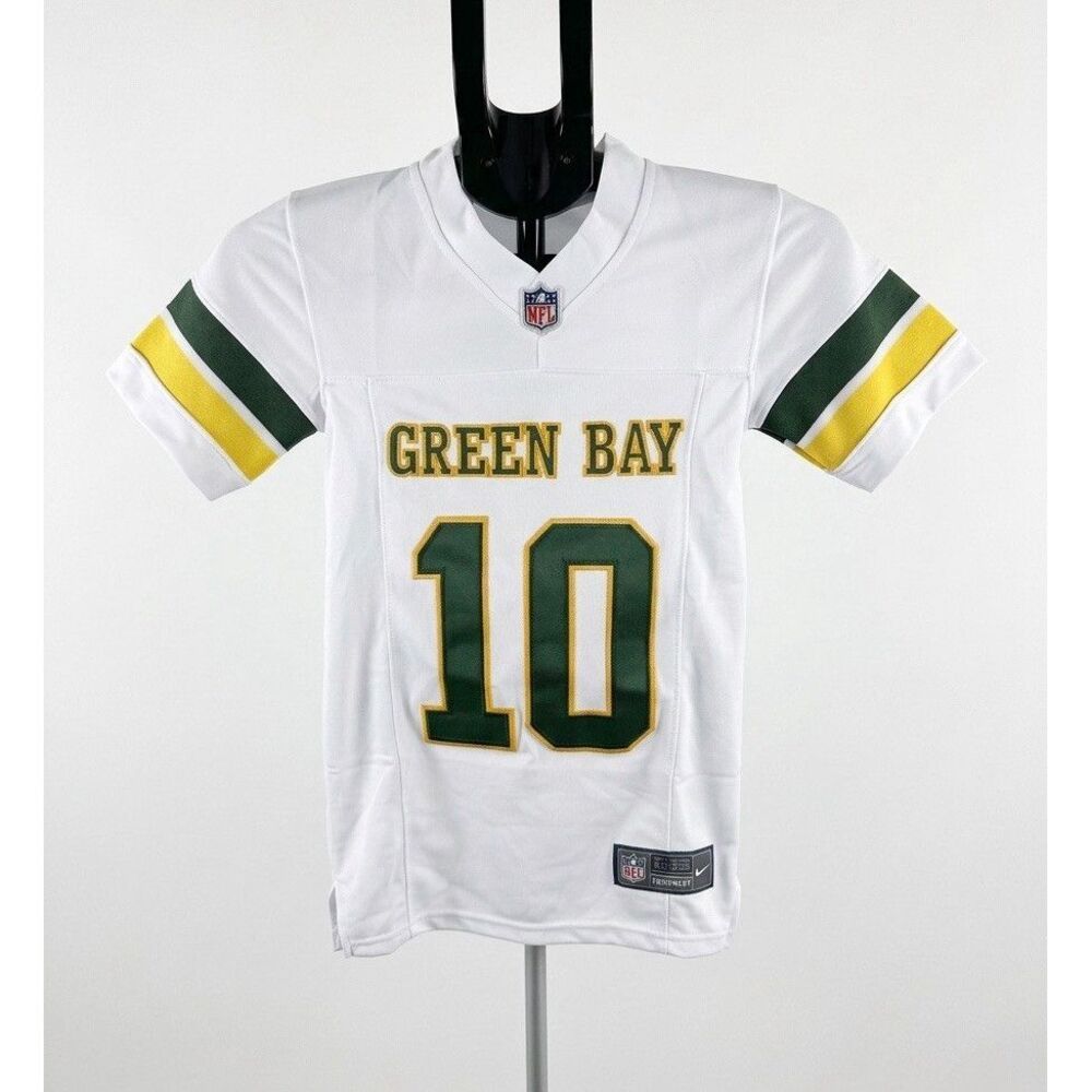 Shxinet Green Bay Packers Jordan Love #10 Youth Jersey Size S White/Green